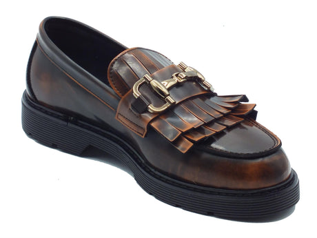 Nacrèe Nacrèe Astry028 Brush Cuoio Mocassini classici per Donna tacco basso e frangie Cuoio