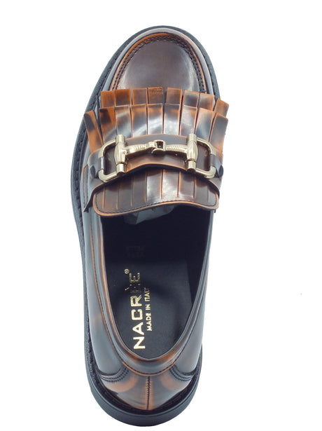 Nacrèe Nacrèe Astry028 Brush Cuoio Mocassini classici per Donna tacco basso e frangie Cuoio
