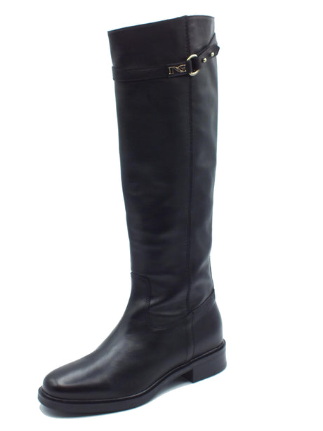 Nero Giardini NeroGiardini I308850D Sauvage Nero Stivali per Donna in pelle morbida con tacco basso e mezza lampo Nero