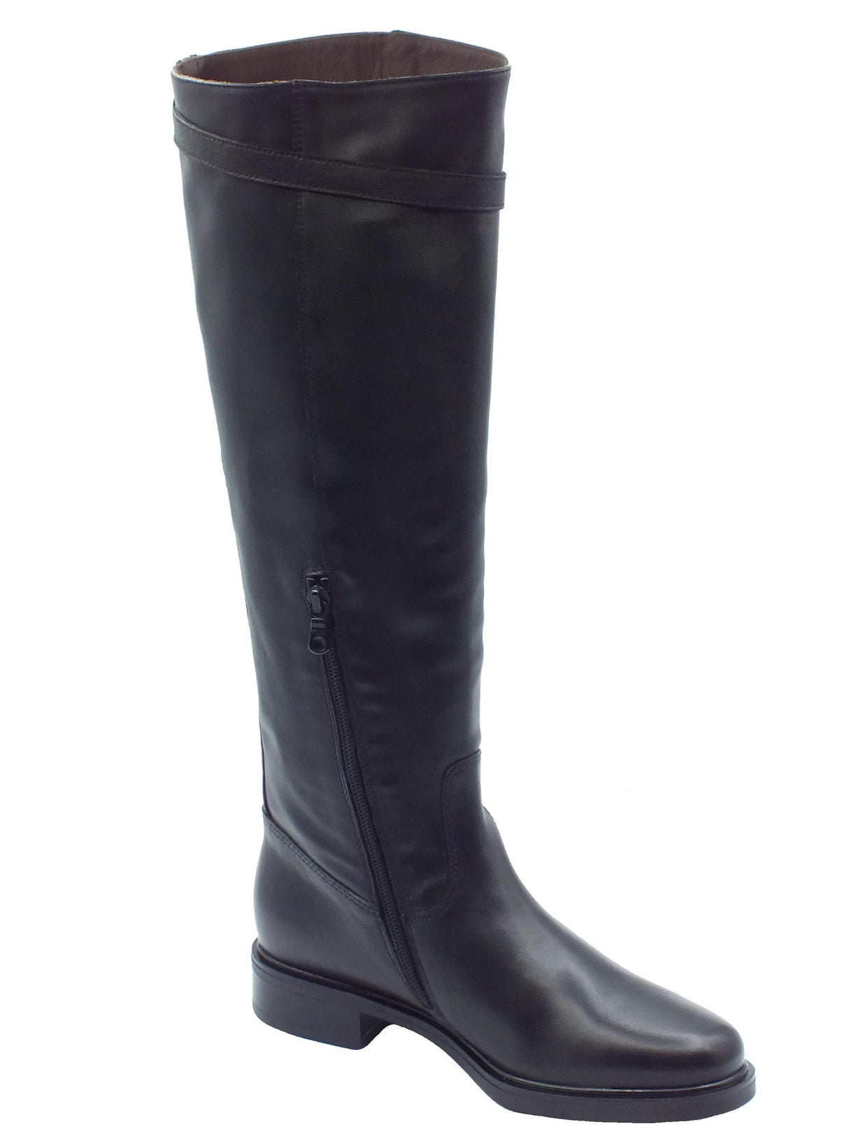 Nero Giardini NeroGiardini I308850D Sauvage Nero Stivali per Donna in pelle morbida con tacco basso e mezza lampo Nero