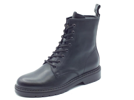 Nero Giardini NeroGiardini I309183D Guanto Nero Anfibi per Donna in pelle con lacci e lampo tacco basso Nero