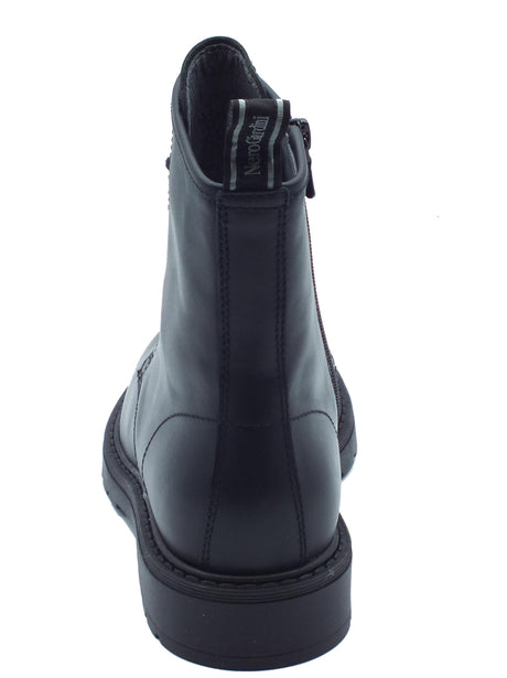 Nero Giardini NeroGiardini I309183D Guanto Nero Anfibi per Donna in pelle con lacci e lampo tacco basso Nero