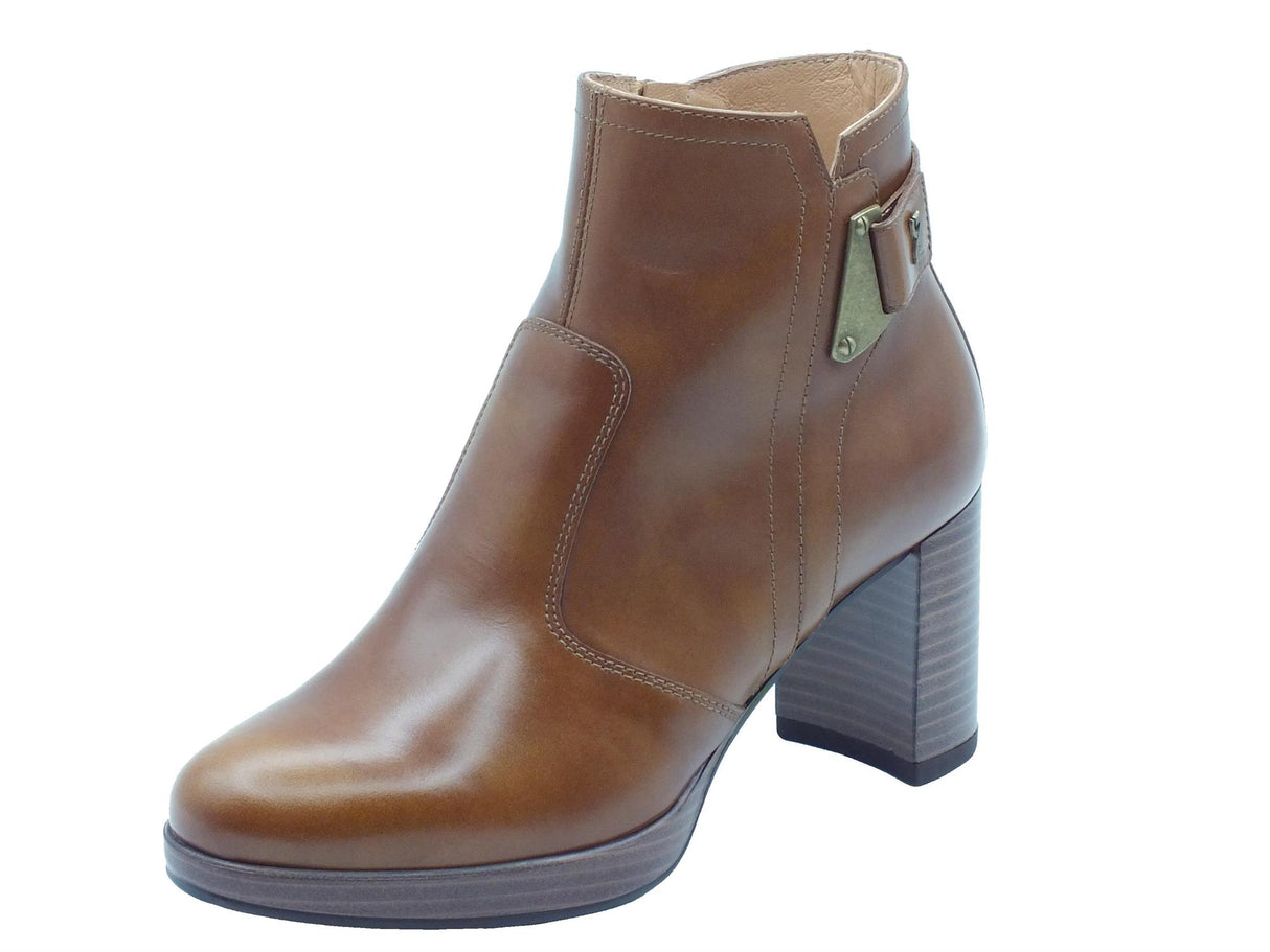 Nero Giardini NeroGiardini I411220D Manolete Cuoio Tronchetti Eleganti con tacco alto per Donna in pelle lampo Cuoio