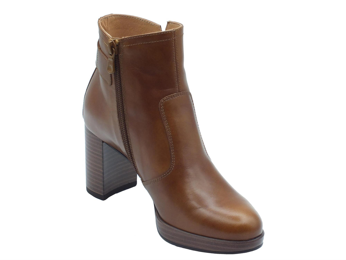 Nero Giardini NeroGiardini I411220D Manolete Cuoio Tronchetti Eleganti con tacco alto per Donna in pelle lampo Cuoio