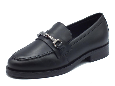 Nero Giardini NeroGiardini I411260D Guanto Nero Mocassini Classici Eleganti per Donna in pelle con tacchetto Nero