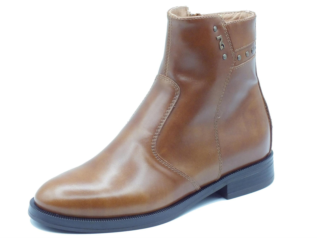 Nero Giardini NeroGiardini I411262D Manolete Cuoio Stivaletto con tacco basso per Donna in pelle con lampo Cuoio