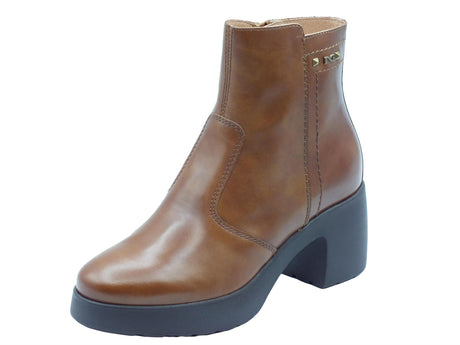 Nero Giardini NeroGiardini I411292D Manolete Cuoio Tronchetto con tacco alto per Donna in pelle con lampo Cuoio