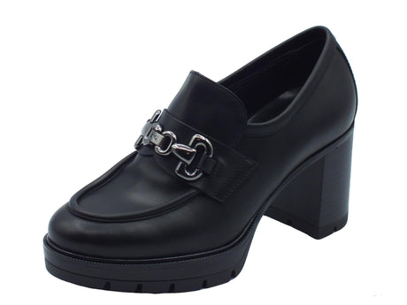Nero Giardini NeroGiardini I411432D Nero Mocassini Classici Eleganti per Donna in pelle con tacco alto Nero