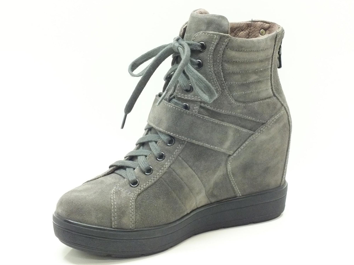 Nero Giardini Tronchetti Nero Giardini per donna in camoscio grigio con zeppa interna Velour Carbone