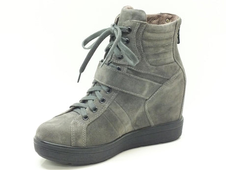 Nero Giardini Tronchetti Nero Giardini per donna in camoscio grigio con zeppa interna Velour Carbone