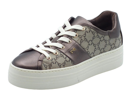Nero Giardini NeroGiardini I411614D Omega Giove Ecru Sneakers Sportive per Donna in pelle zeppa bassa Ecru