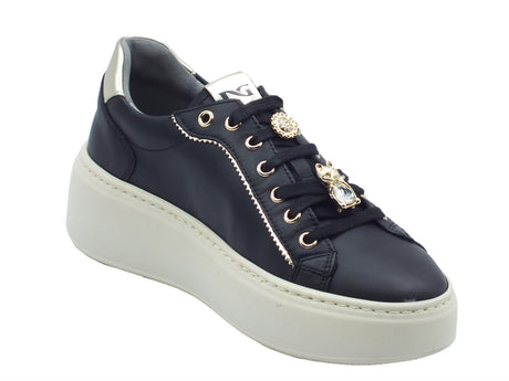 Nero Giardini NeroGiardini I411621D Guanto Nero Sneakers Sportive per Donna in pelle zeppa bassa Nero