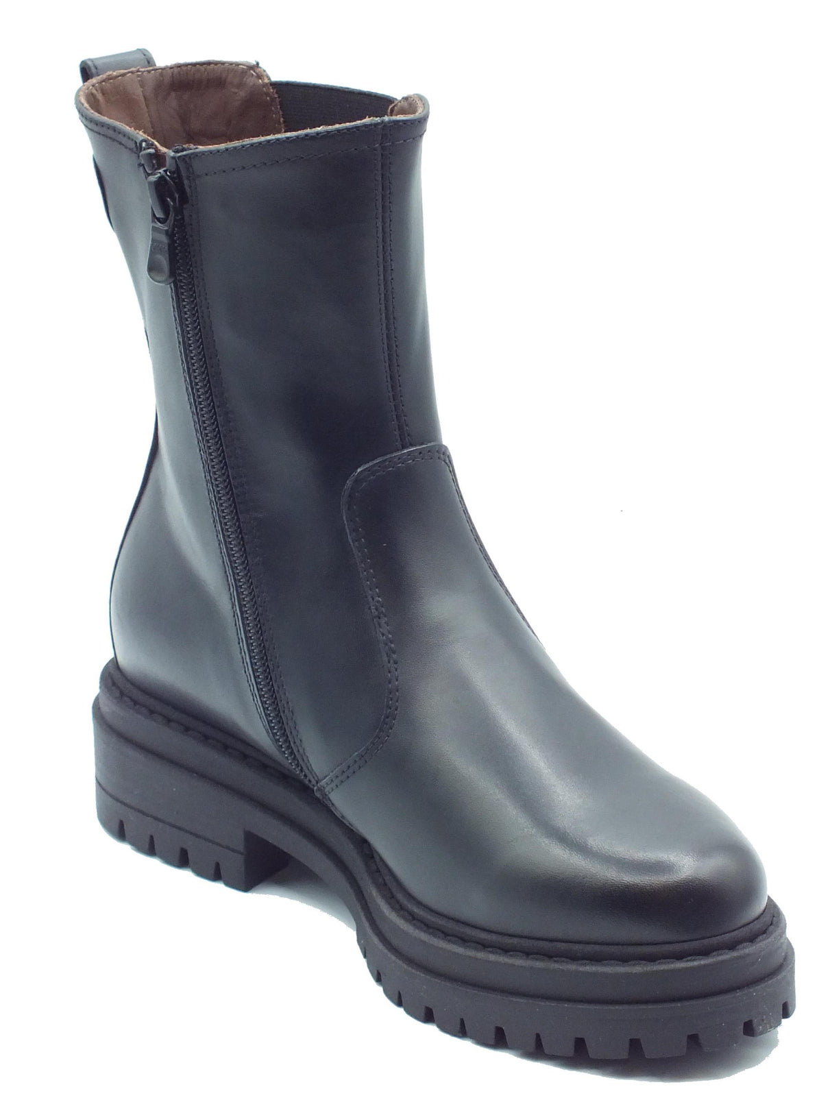 Nero Giardini NeroGiardini I411830D Guanto Nero Tronchetti Beatles con tacco basso per Donna in pelle con lampo Nero