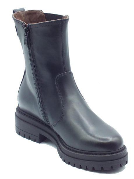 Nero Giardini NeroGiardini I411830D Guanto Nero Tronchetti Beatles con tacco basso per Donna in pelle con lampo Nero