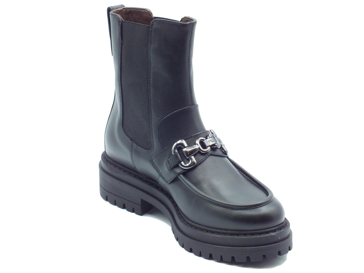 Nero Giardini NeroGiardini I411834D Guanto Nero Tronchetti eleganti con tacco basso Donna in pelle elastici Nero