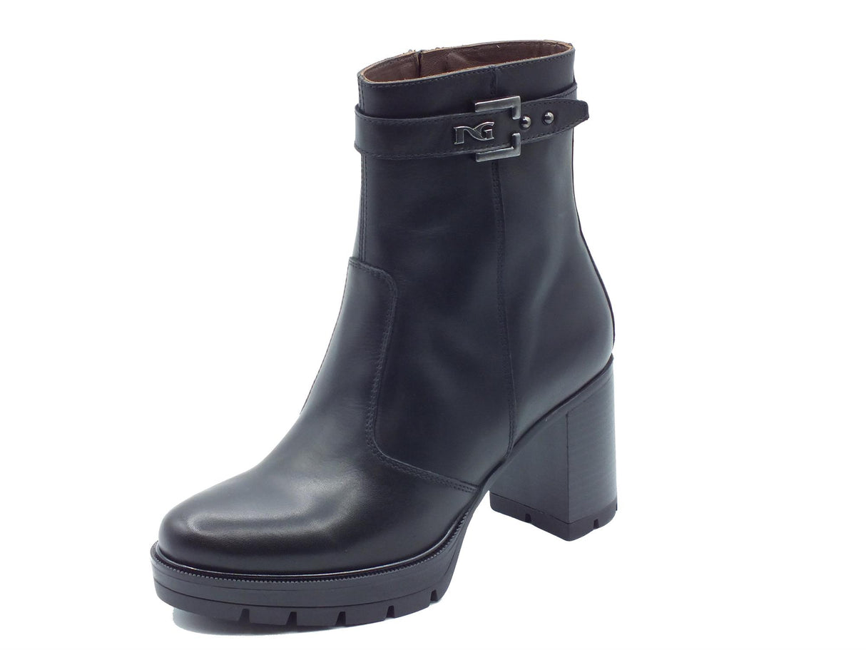 Nero Giardini NeroGiardini I411853D Guanto NeroTronchetti eleganti tacco alto Donna in pelle lampo Nero