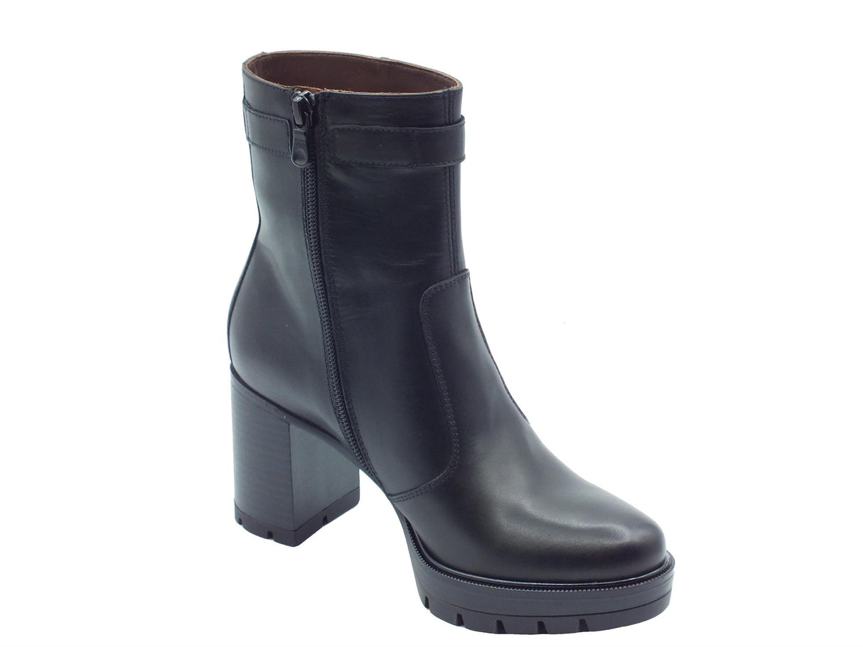 Nero Giardini NeroGiardini I411853D Guanto NeroTronchetti eleganti tacco alto Donna in pelle lampo Nero