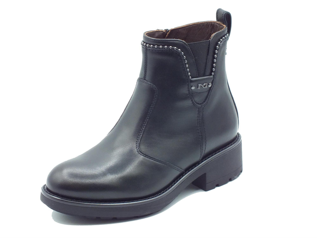 Nero Giardini NeroGiardini I411870D Guanto Nero Tronchetti eleganti con tacco basso per Donna in pelle con lampo Nero