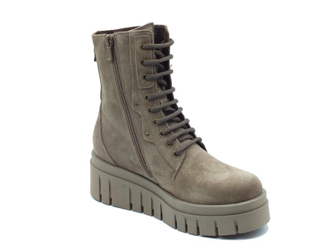 Nero Giardini NeroGiardini I411921D Arold Argilla Tronchetti per Donna in nabuk con lampo e lacci e zeppa alta Argilla