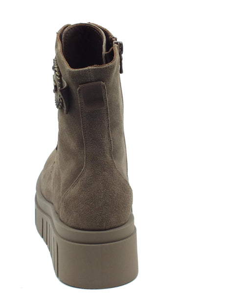 Nero Giardini NeroGiardini I411921D Arold Argilla Tronchetti per Donna in nabuk con lampo e lacci e zeppa alta Argilla