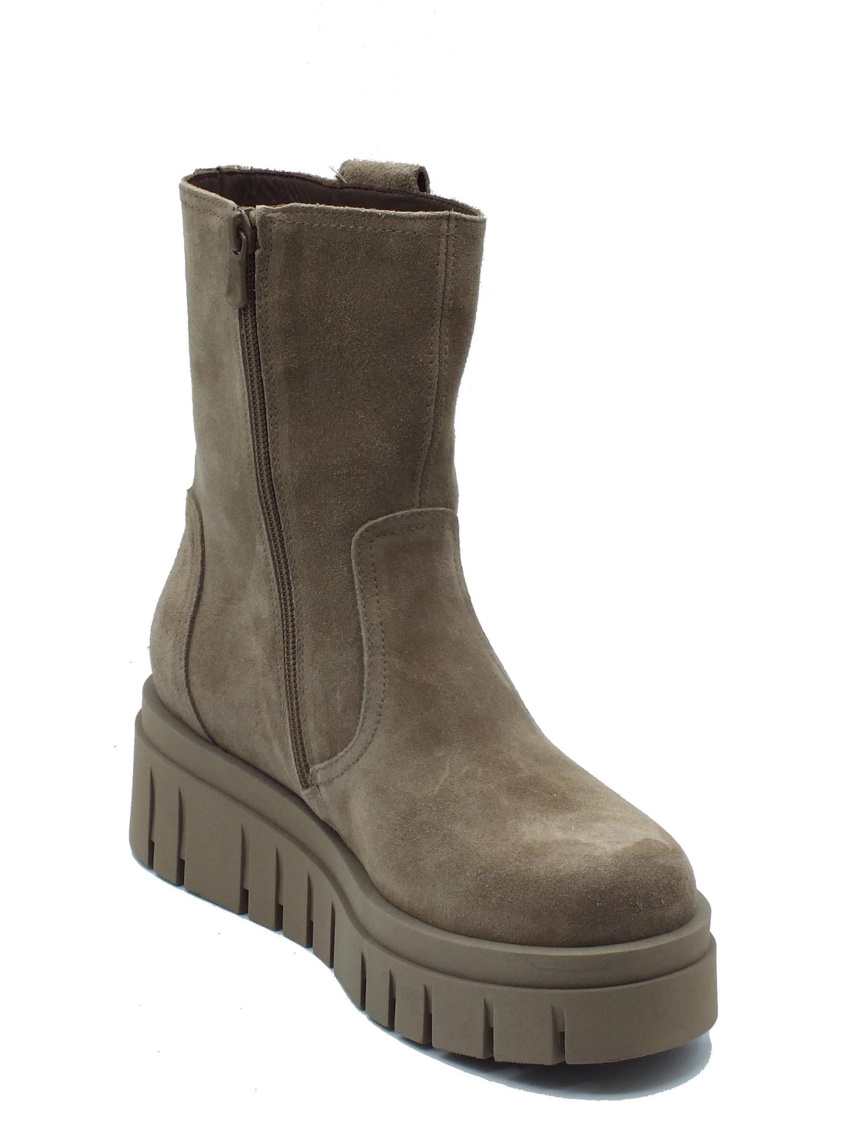 Nero Giardini NeroGiardini I411923D Arold Argilla Tronchetti per Donna in nabuk con lampo e zeppa media Argilla