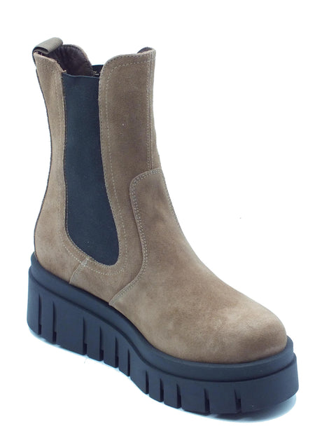 Nero Giardini NeroGiardini I411925D Velour Mou Tronchetti Beatles con zeppa per Donna in nabuk beige beige