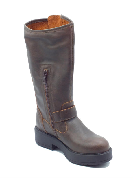 Nero Giardini NeroGiardini I411984D Aviator T.Moro Tronchetti per Donna in pelle morbida con tacco basso T.Moro