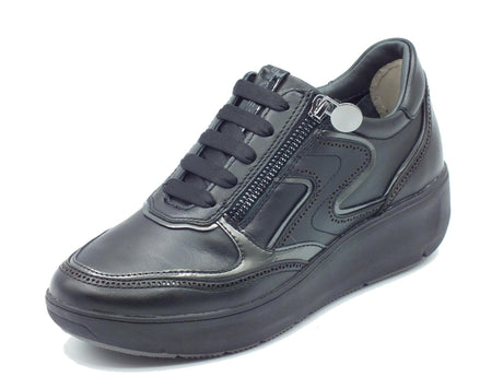 Stonefly Stonefly 221574 Rock Nappa Black Sneakers confort per Donna in pelle zeppa media Black