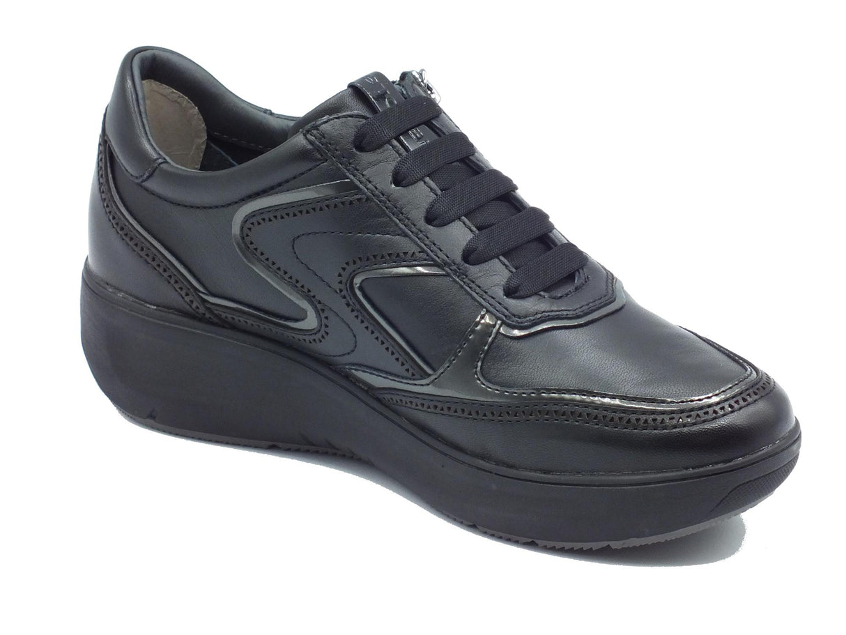 Stonefly Stonefly 221574 Rock Nappa Black Sneakers confort per Donna in pelle zeppa media Black