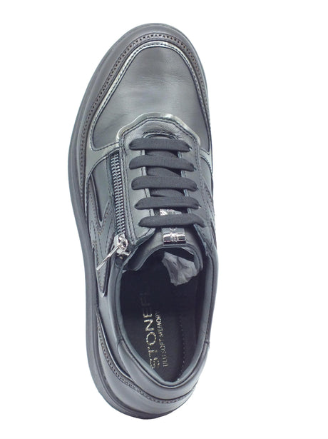 Stonefly Stonefly 221574 Rock Nappa Black Sneakers confort per Donna in pelle zeppa media Black