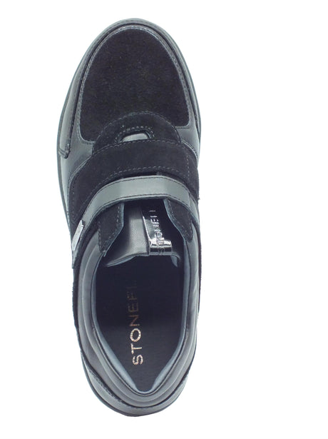 Stonefly Stonefly 221701 Paseo Velour Nappa Black Sneakers confort per Donna in nabuk e pelle zeppa media Black