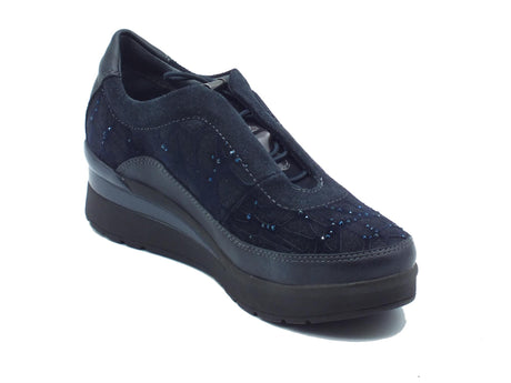 Stonefly Stonefly 221725 Cream Velour Blue Slip-On per Donna in nabuk con laccio Blue