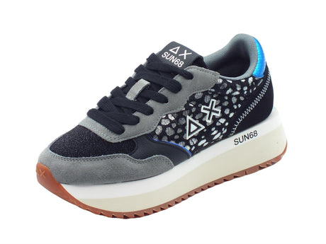 SUN68 SUN68 Sportive Donna Z44214 Big Ally Animaler Nero Grigio pelle nero Nero Grigio