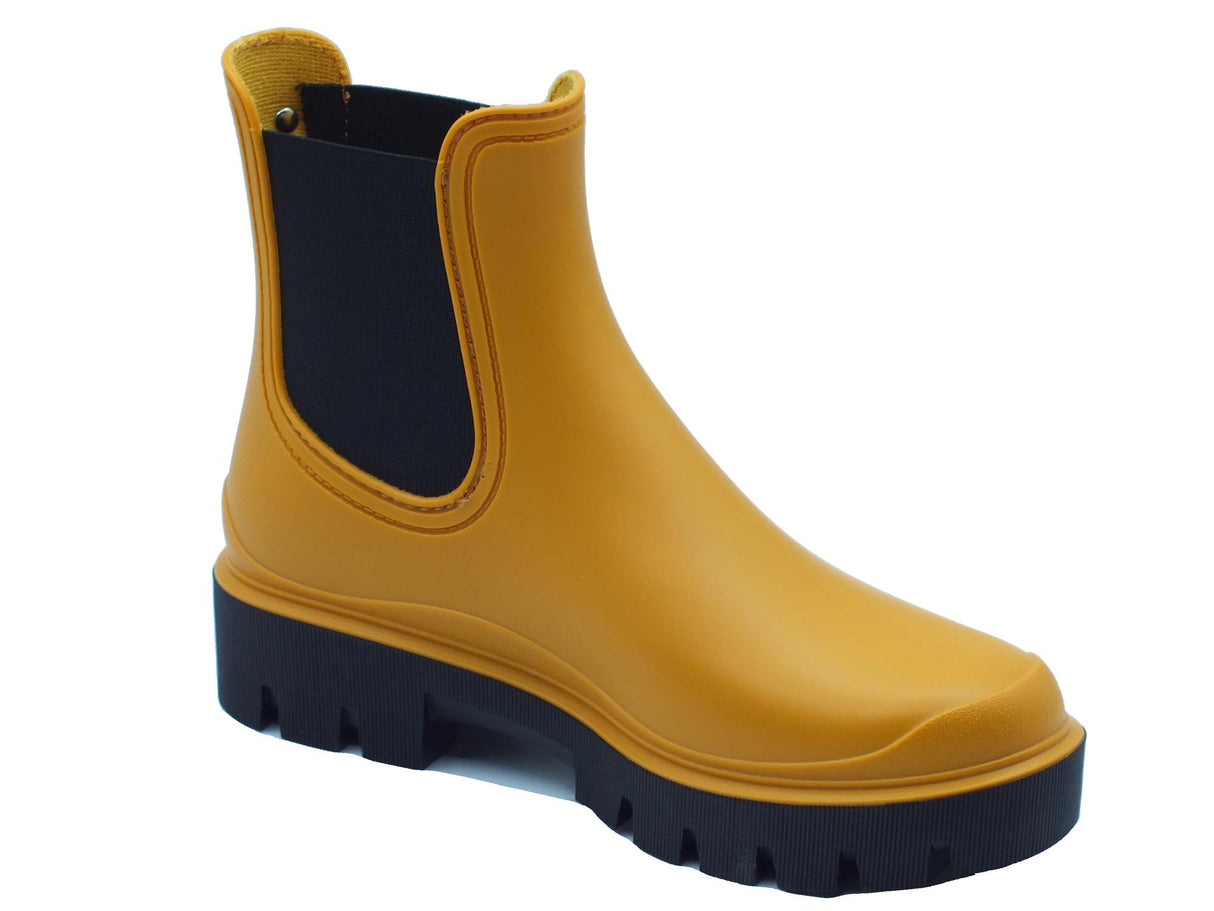 Verbenas Verbenas Mae Mate Ocre Tronchetti beatles pioggia per donna in gomma ocra Ocre