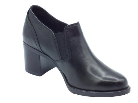 Valleverde Valleverde 16301 Vitello Nero Tronchetti con tacco per donna in pelle tacco alto Nero