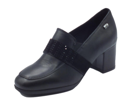 Valleverde Valleverde 36562A Vitello Nero Mocassini con tacco per donna in pelle Nero
