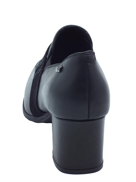 Valleverde Valleverde 36562A Vitello Nero Mocassini con tacco per donna in pelle Nero