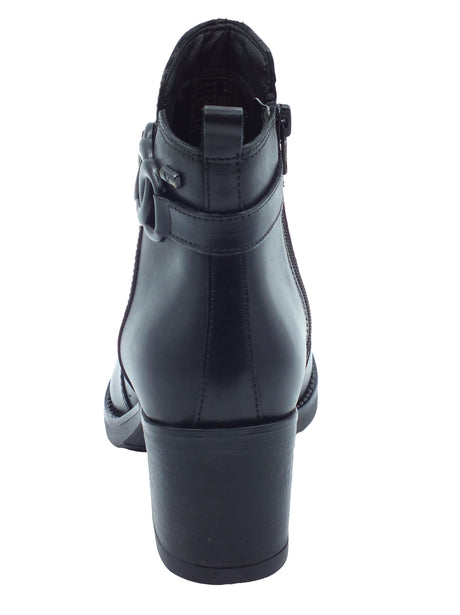 Valleverde Valleverde 47631 Vitello Nero Tronchetti eleganti accollati Donna pelle con lampo tacco medio Nero