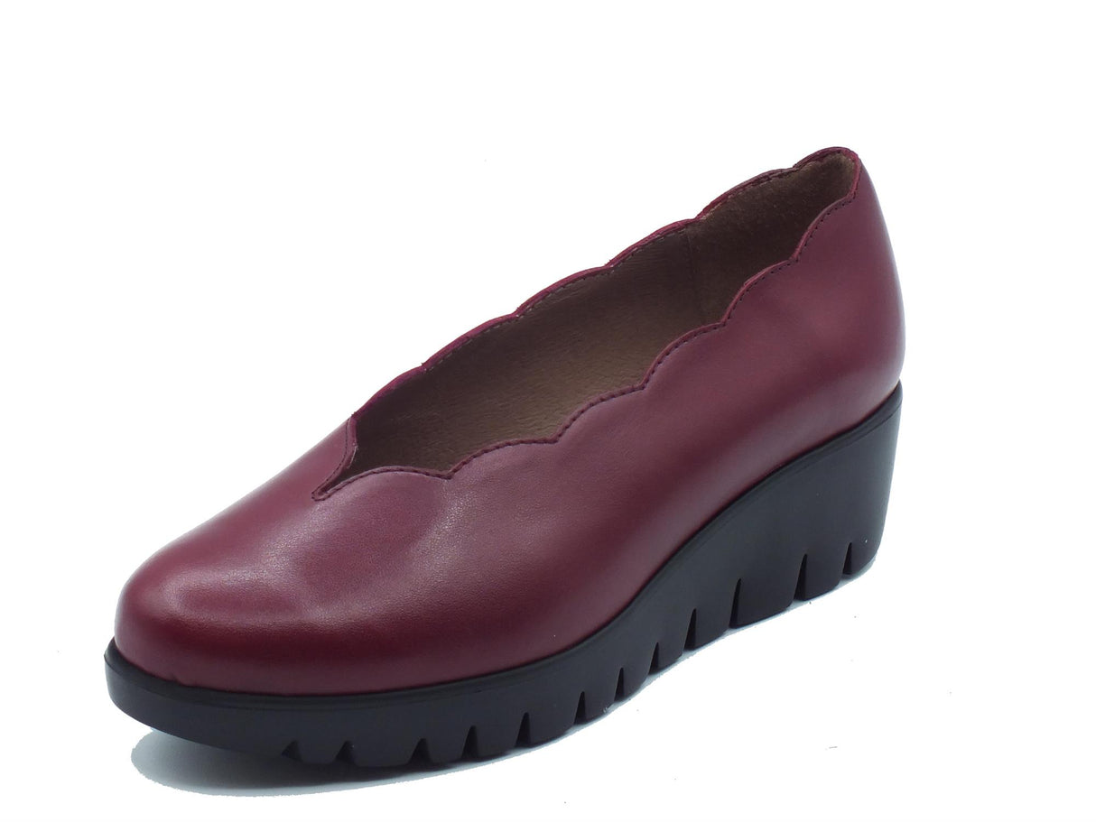 Wonders Wonders C-33130 Nature Vino Mocassini per Donna in pelle con zeppa media Nature Vino