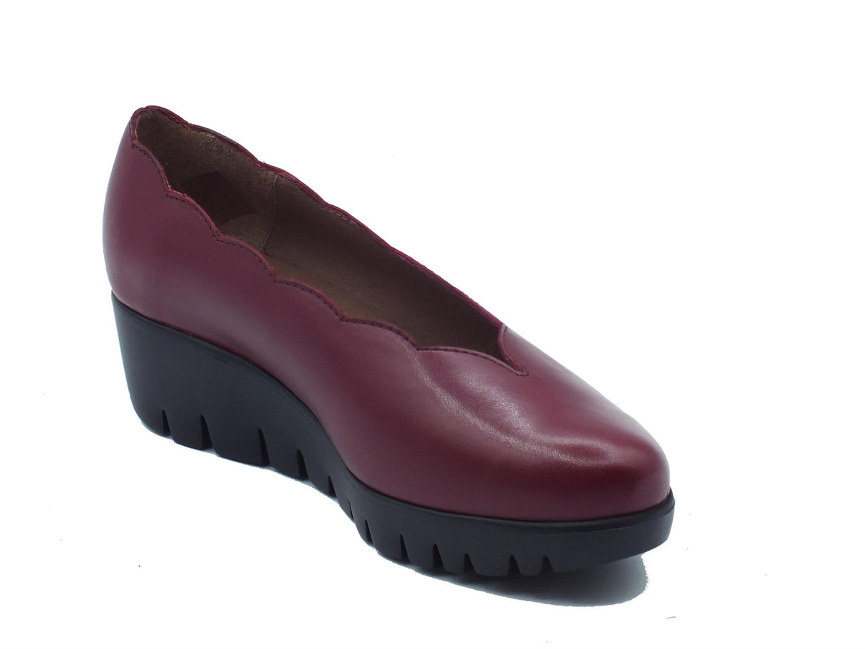 Wonders Wonders C-33130 Nature Vino Mocassini per Donna in pelle con zeppa media Nature Vino