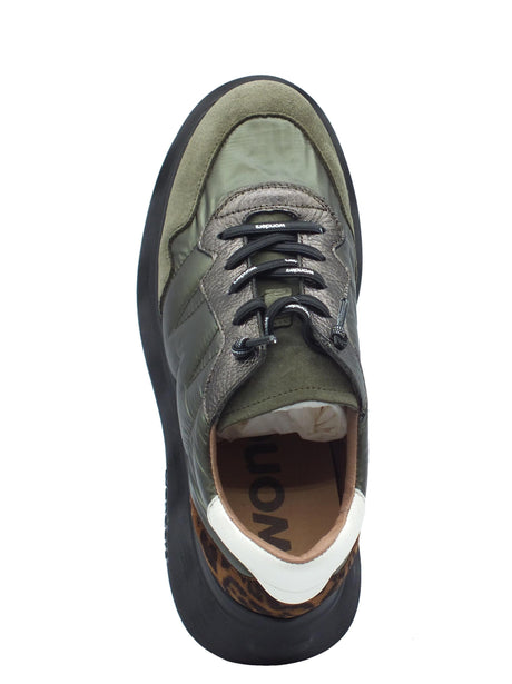 Wonders Wonders A-3610 Trend Nylon Alga Sneakers per Donna in tessuto tecnico e camoscio verde alga