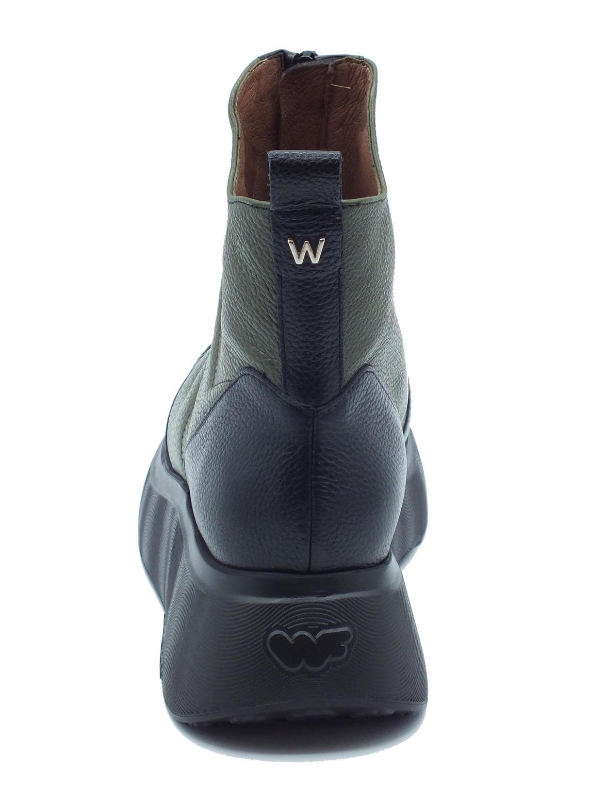 Wonders Wonders A-3613 Wild Negro Alga Tronchetti per Donna in pelle verde e nera lampo frontale verde