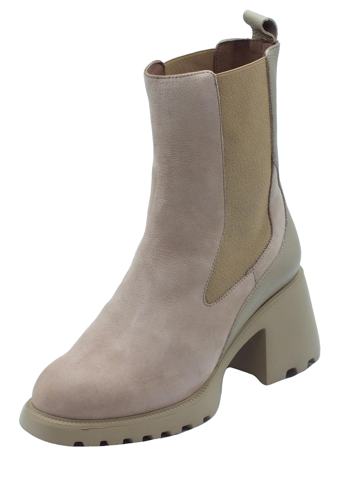 Wonders Wonders G-6705 Nubuk Wild Taupe Tronchetti accollati con tacco alto per Donna in nabuk con elastici Taupe