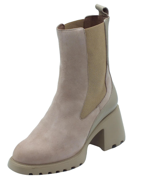 Wonders Wonders G-6705 Nubuk Wild Taupe Tronchetti accollati con tacco alto per Donna in nabuk con elastici Taupe