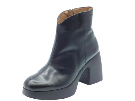 Wonders Wonders H-4963 Isy Negro Tronchetti accollati con tacco alto per Donna in pelle con lampo Nero