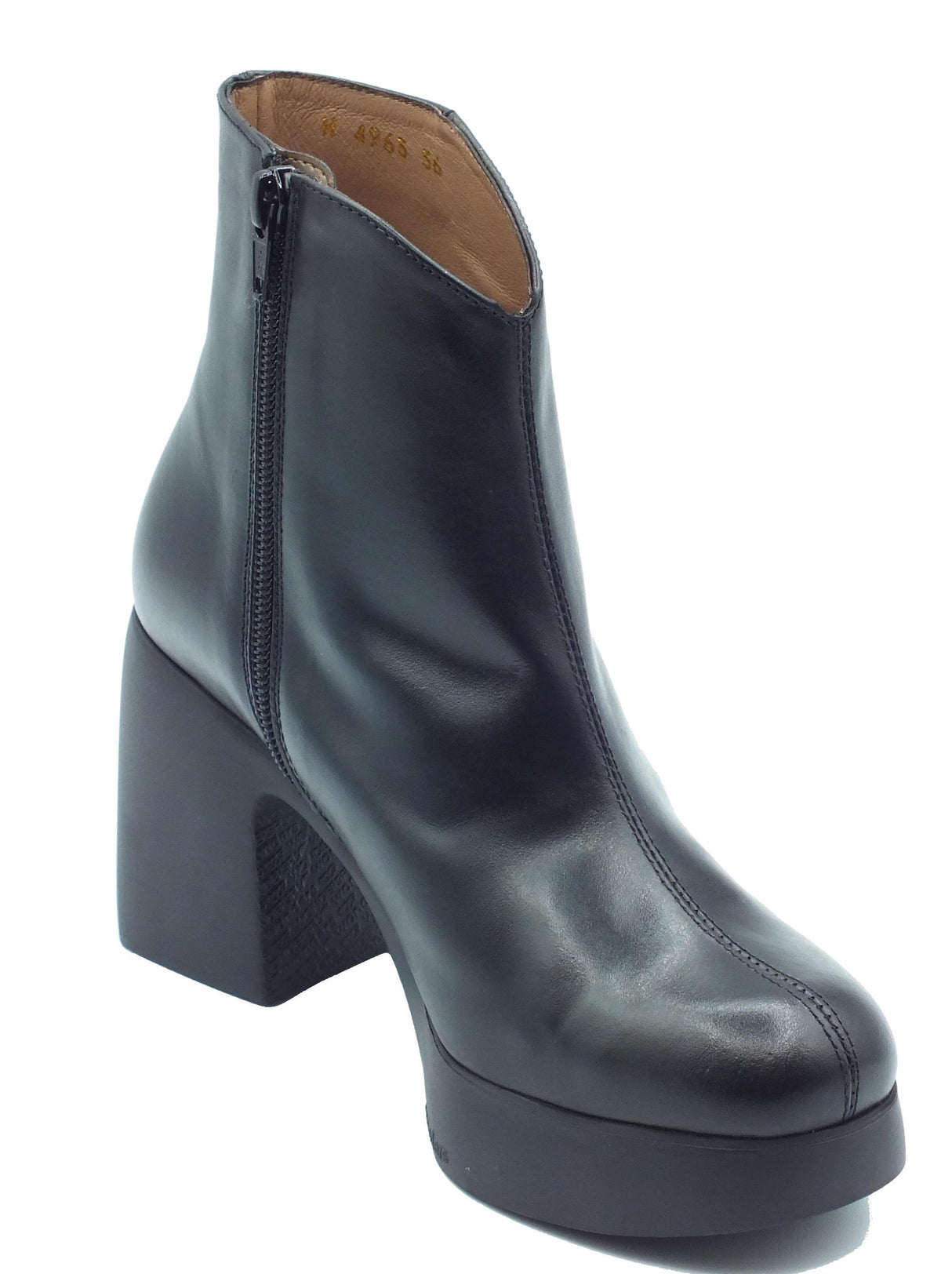 Wonders Wonders H-4963 Isy Negro Tronchetti accollati con tacco alto per Donna in pelle con lampo Nero