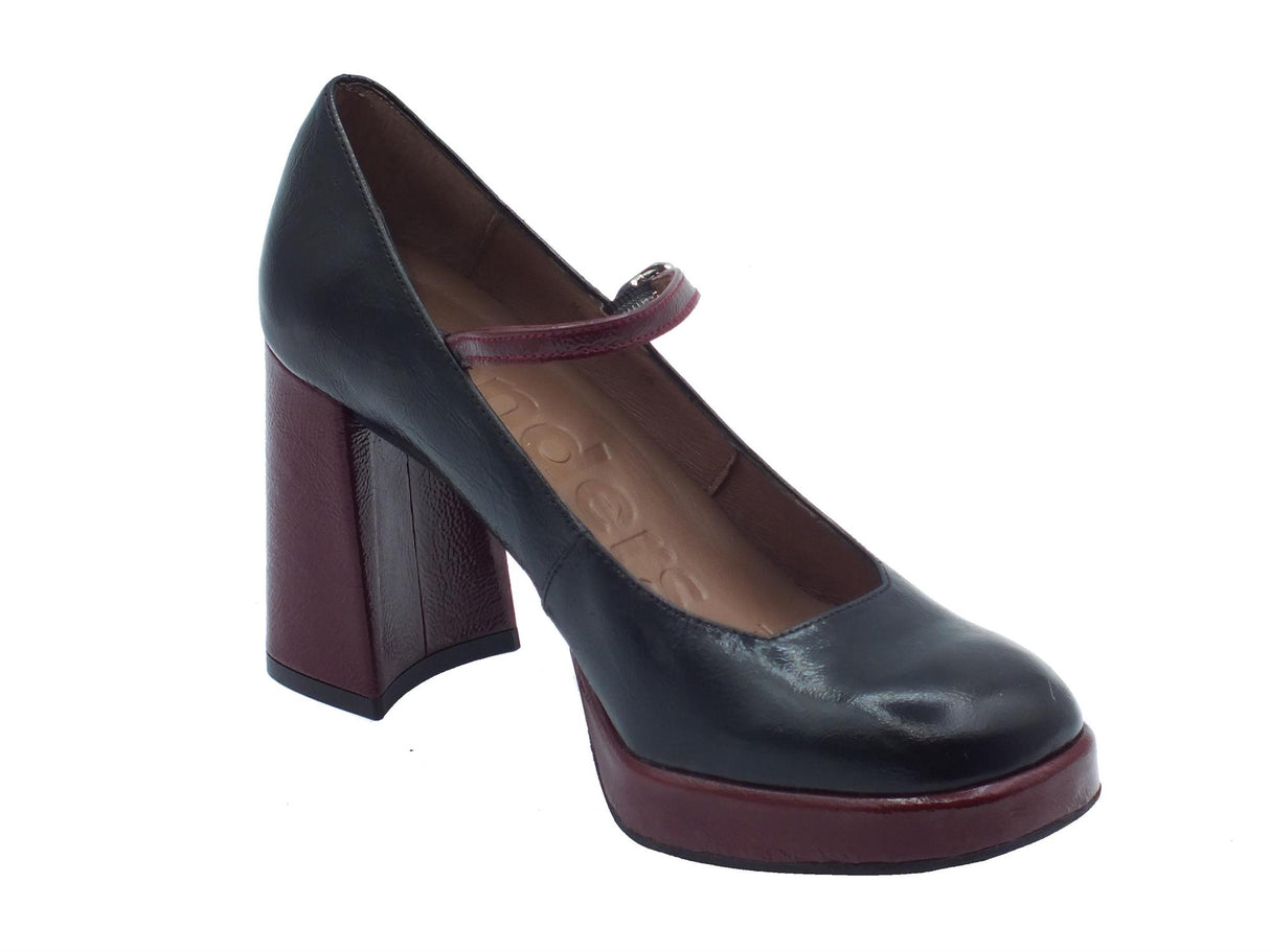 Wonders Wonders H-5941 Menorca Nero Vino Decoltè con tacco alto per Donna in pelle Nero
