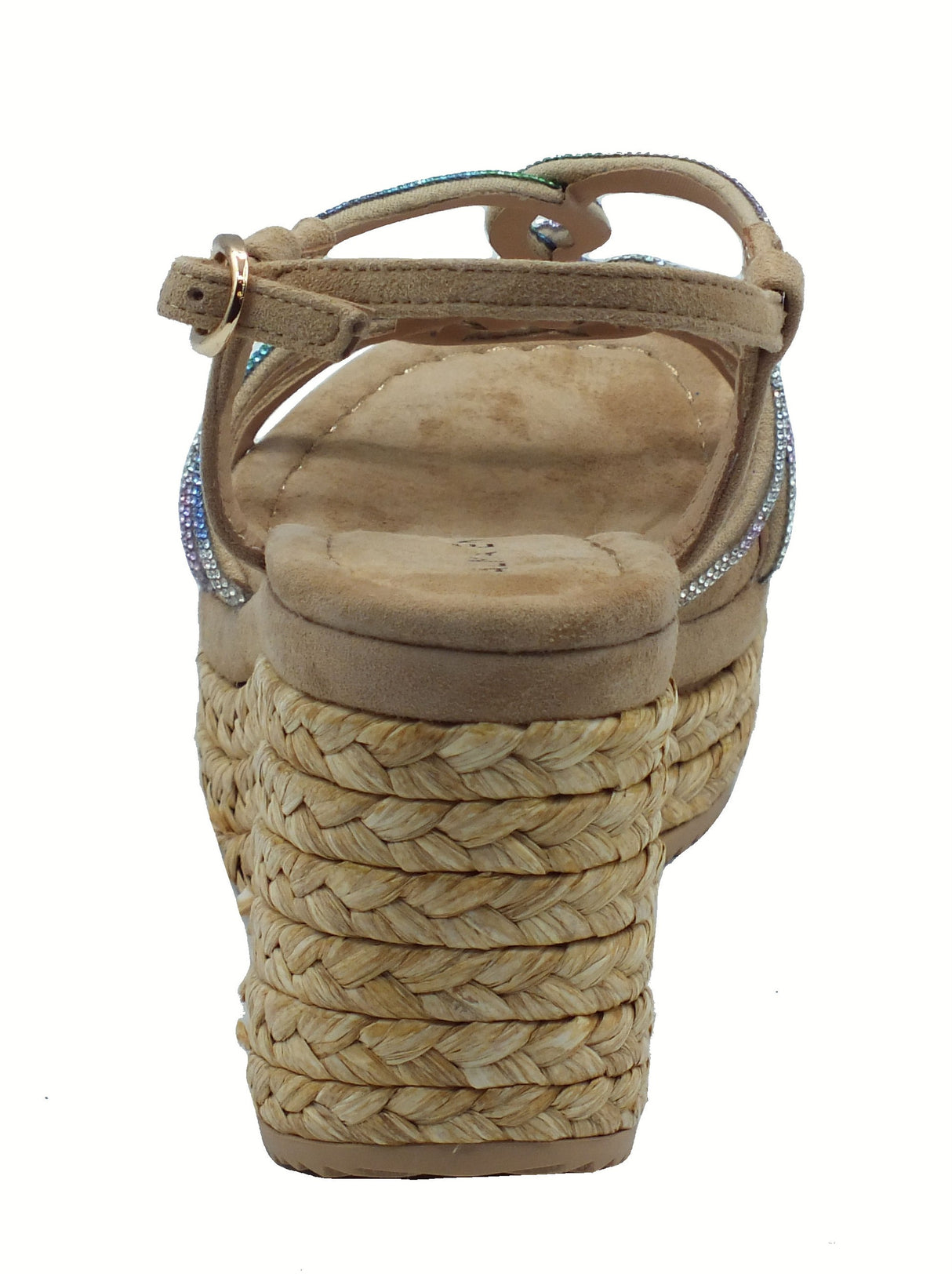 Alma en Pena Alma en Pena V251357 Suede Sand Sandali eleganti per Donna con brillanti multicolore zeppa alta Sand