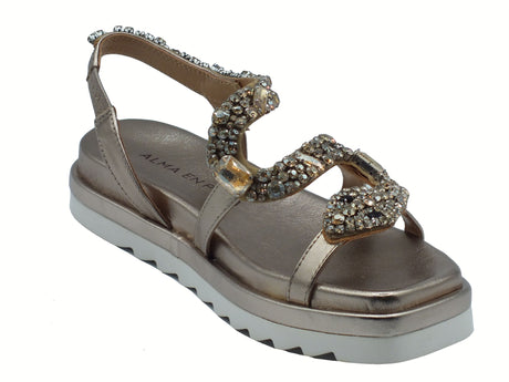 Alma en Pena Alma en Pena V251810 Diva Bronze Sandali eleganti per Donna con brillanti e zeppa bassa Diva Bronze