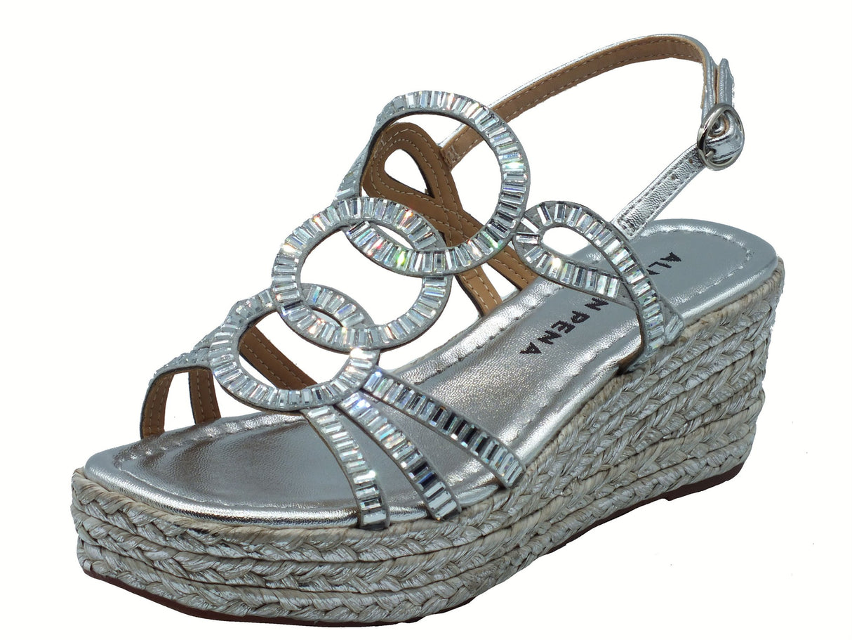 Alma en Pena Alma en Pena V2551454 Luna Silver Sandali eleganti per Donna con brillanti argento zeppa alta Silver